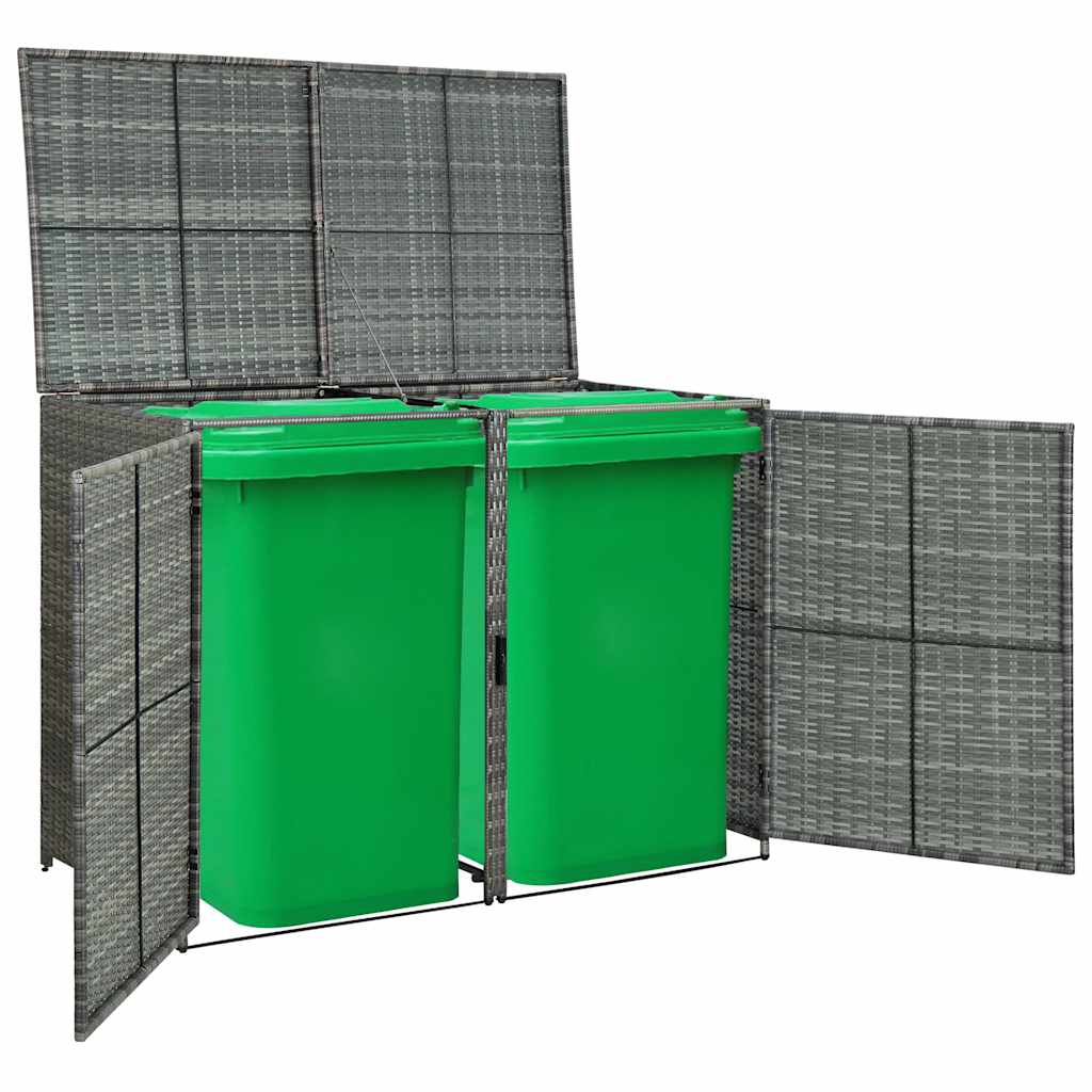 Double Wheelie Bin Shed Poly Rattan 148X77X111 Cm