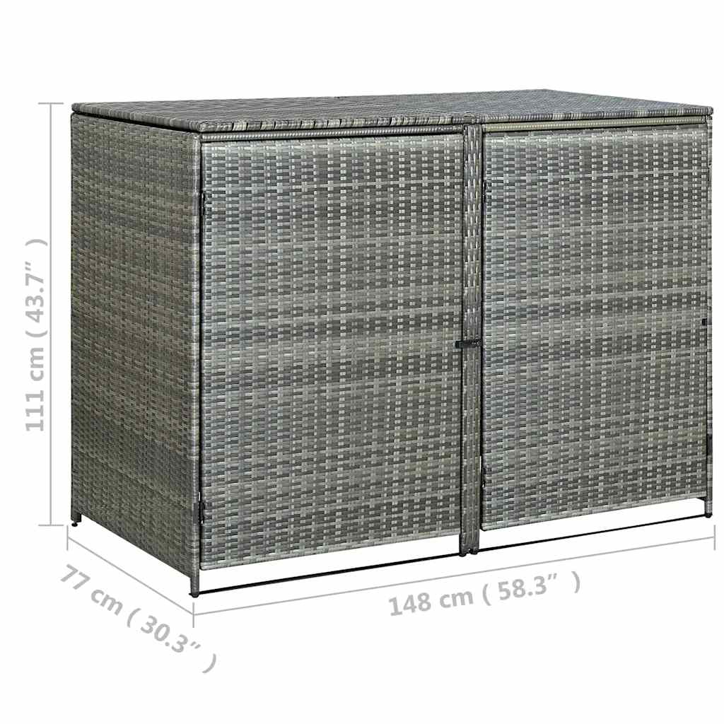 Double Wheelie Bin Shed Poly Rattan 148X77X111 Cm