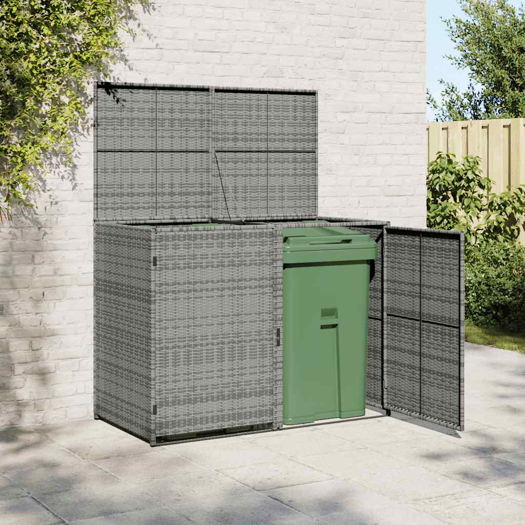 Double Wheelie Bin Shed Poly Rattan 148X77X111 Cm