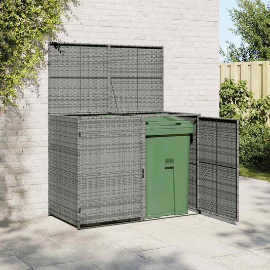 Double Wheelie Bin Shed Poly Rattan 148X77X111 Cm