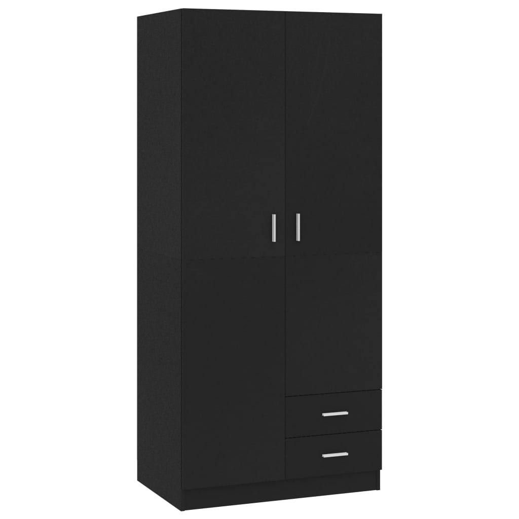 Wardrobe Black 80X52X180 Cm Engineered Wood