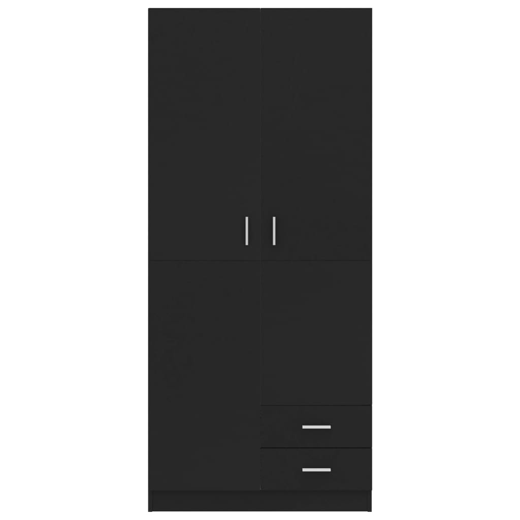 Wardrobe Black 80X52X180 Cm Engineered Wood
