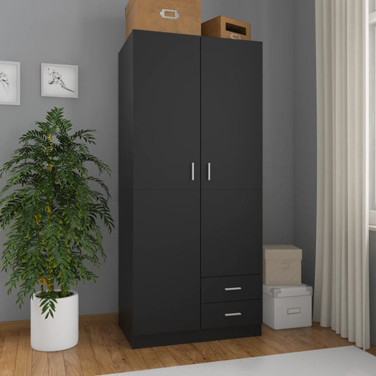 Wardrobe Black 80X52X180 Cm Engineered Wood