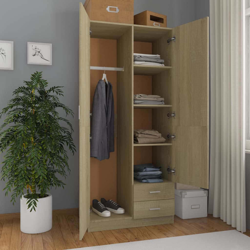 Wardrobe Sonoma Oak 80X52X180 Cm Engineered Wood