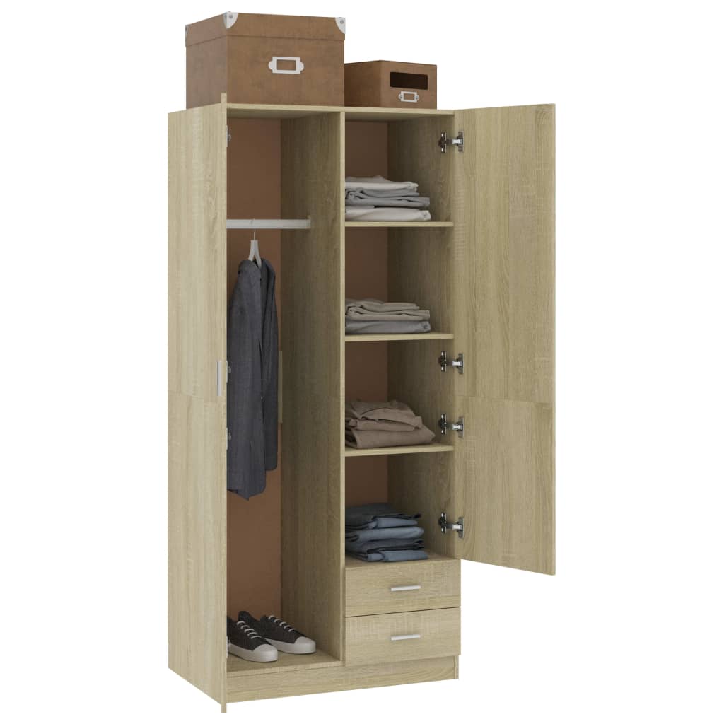 Wardrobe Sonoma Oak 80X52X180 Cm Engineered Wood