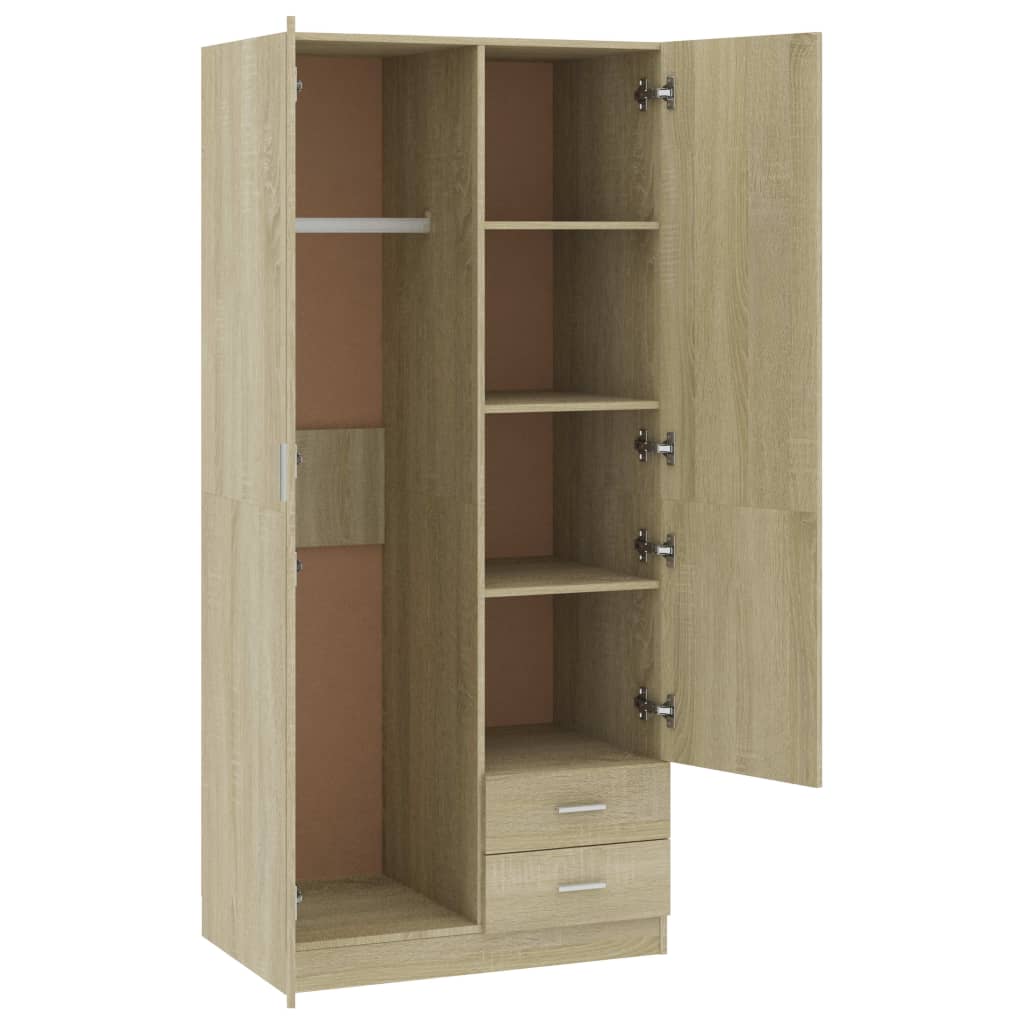 Wardrobe Sonoma Oak 80X52X180 Cm Engineered Wood