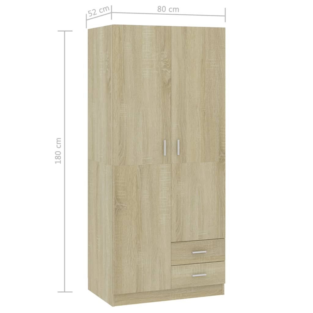 Wardrobe Sonoma Oak 80X52X180 Cm Engineered Wood