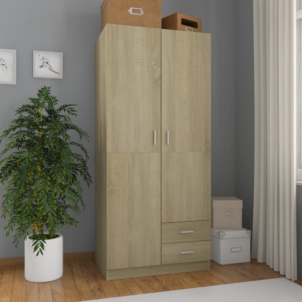 Wardrobe Sonoma Oak 80X52X180 Cm Engineered Wood