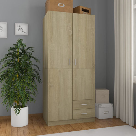 Wardrobe Sonoma Oak 80X52X180 Cm Engineered Wood