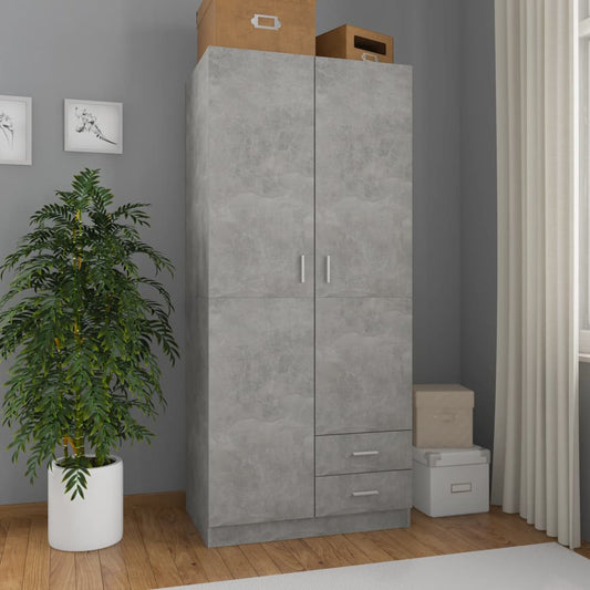 Wardrobe Concrete Grey 80X52X180 Cm Engineered Wood