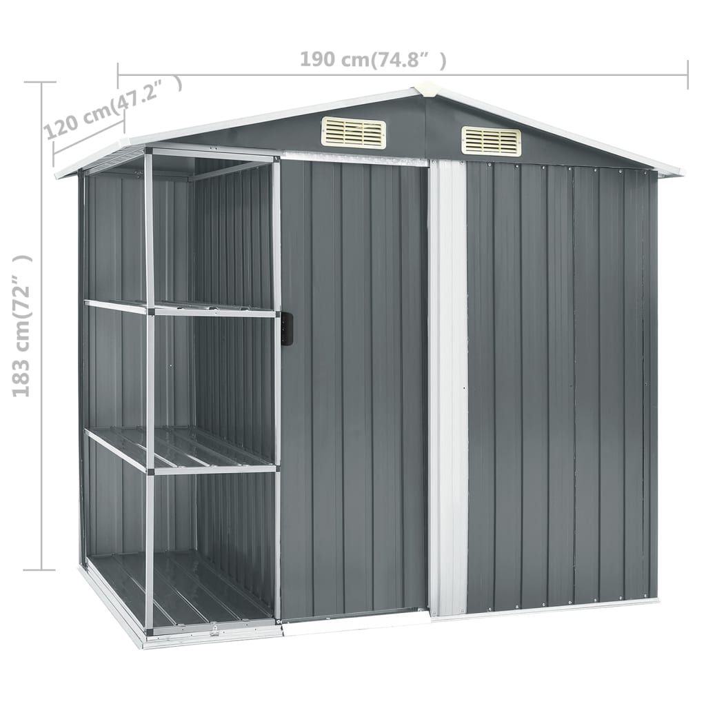Garden Shed With Rack 205X130X183 Cm Iron