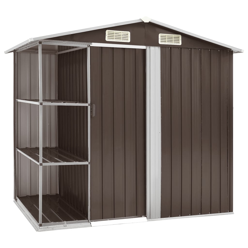 Garden Shed With Rack 205X130X183 Cm Iron