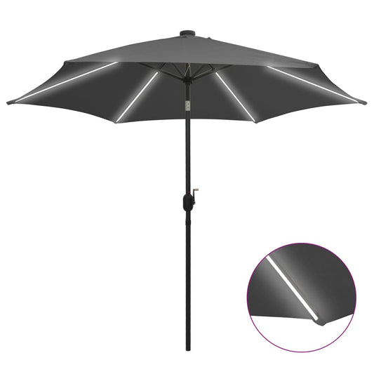Garden Parasol With Led Lights And Aluminium Pole 300 Cm