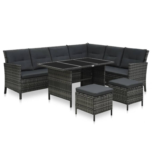 4 Piece Garden Lounge Set With Cushions Poly Rattan Grey