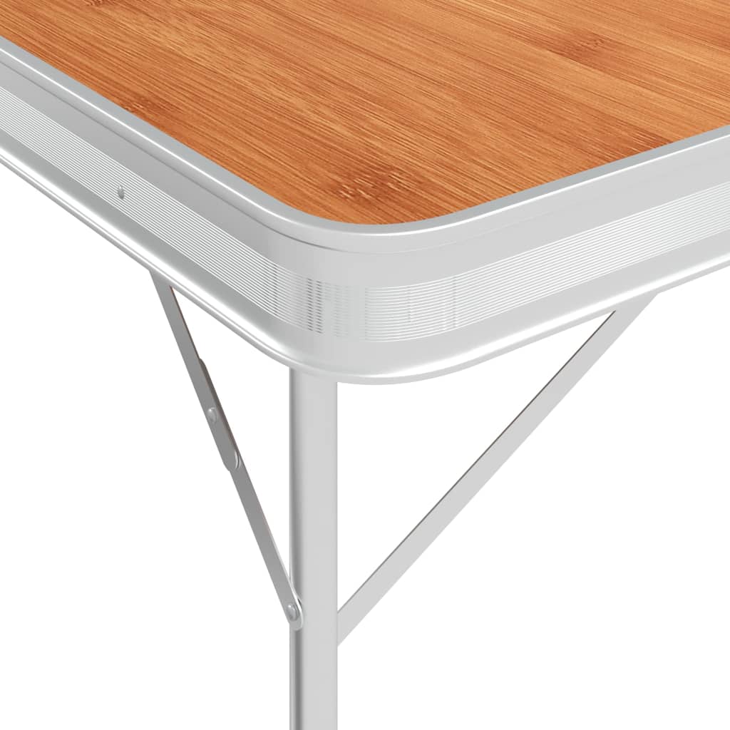 Folding Camping Table With 2 Benches Aluminium