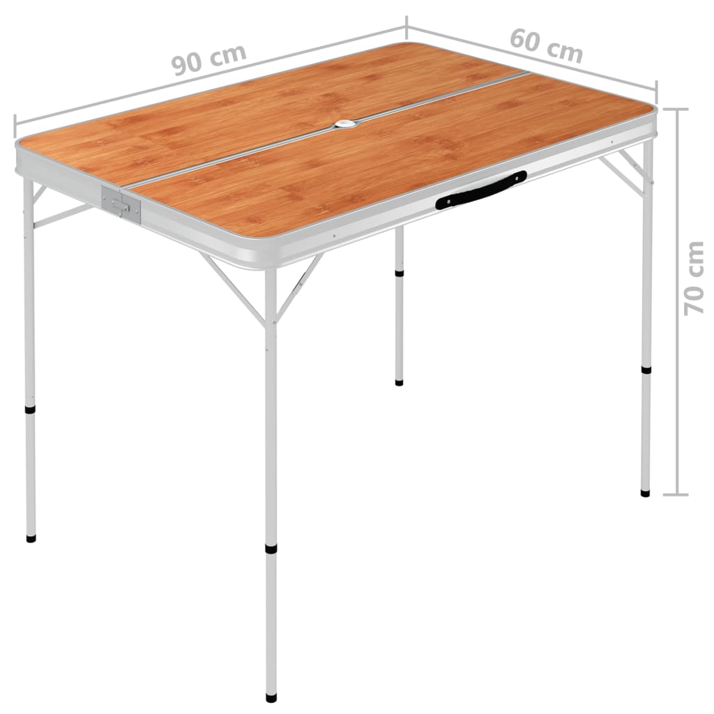 Folding Camping Table With 2 Benches Aluminium