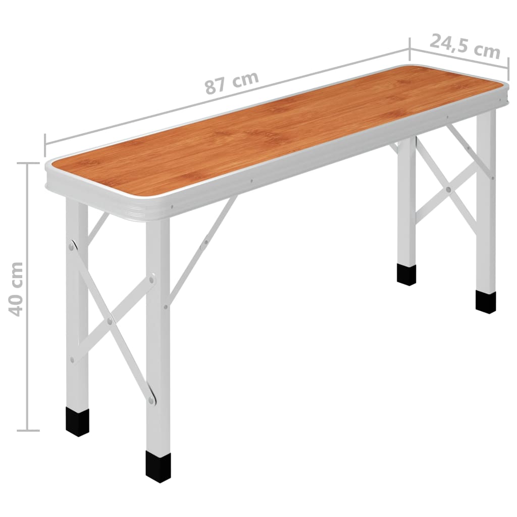 Folding Camping Table With 2 Benches Aluminium