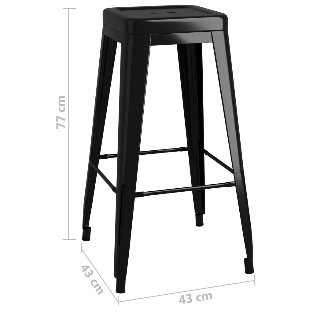 Bar Stools Stackable 2 Pcs Metal