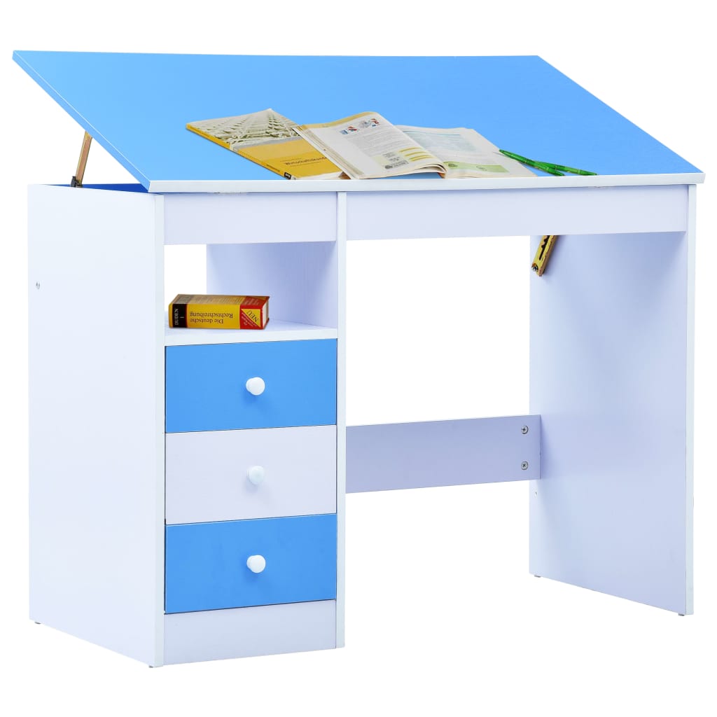 Children Drawing Study Desk Tiltable And White