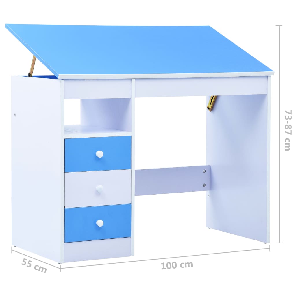Children Drawing Study Desk Tiltable And White