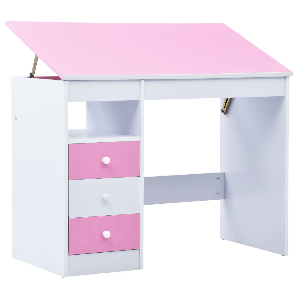 Children Drawing Study Desk Tiltable And White