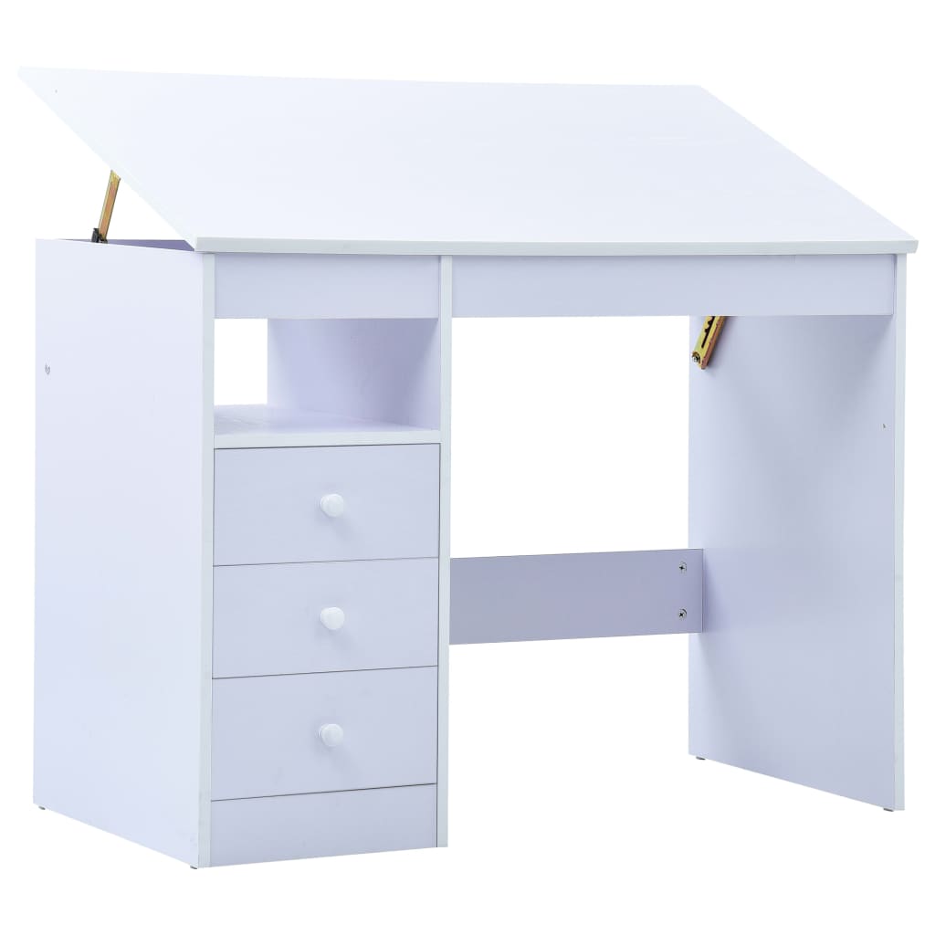 Children Drawing Study Desk Tiltable And White
