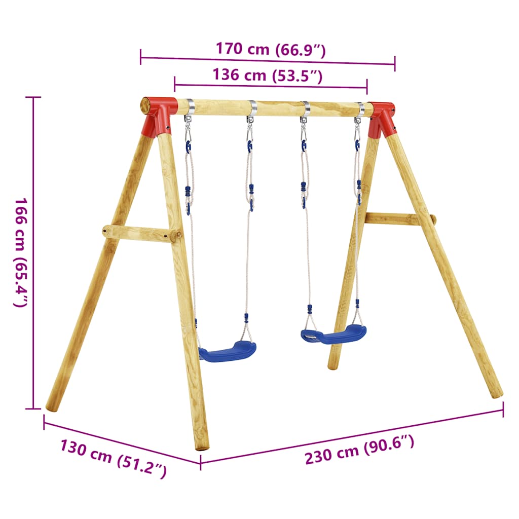 Swing Set 230X130X166 Cm Pinewood
