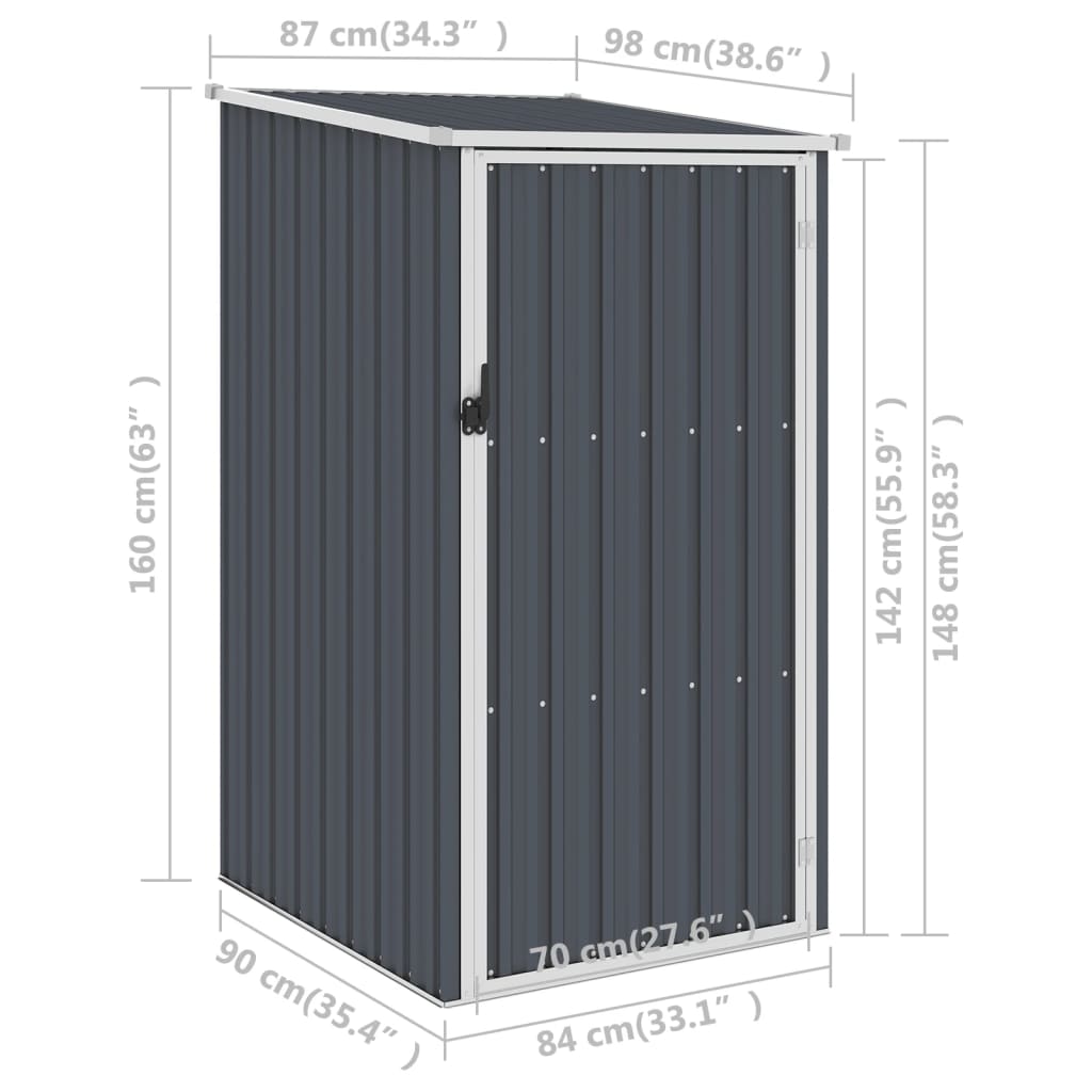 Garden Shed 87X98X159 Cm Galvanised Steel