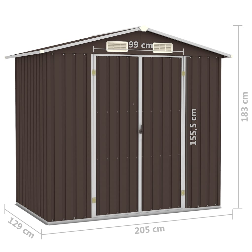 Garden Shed 205X129X183 Cm Galvanised Steel