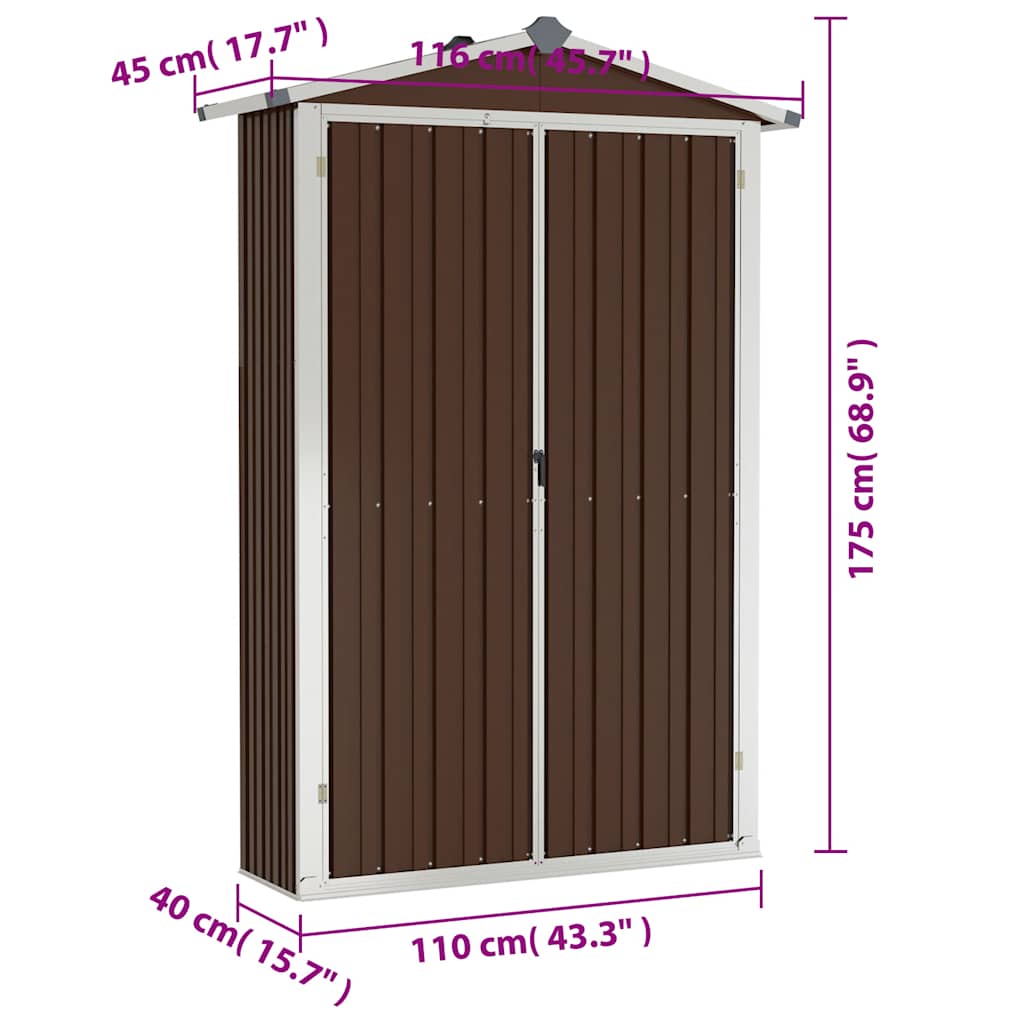 Garden Shed 116X45X175 Cm Galvanised Steel