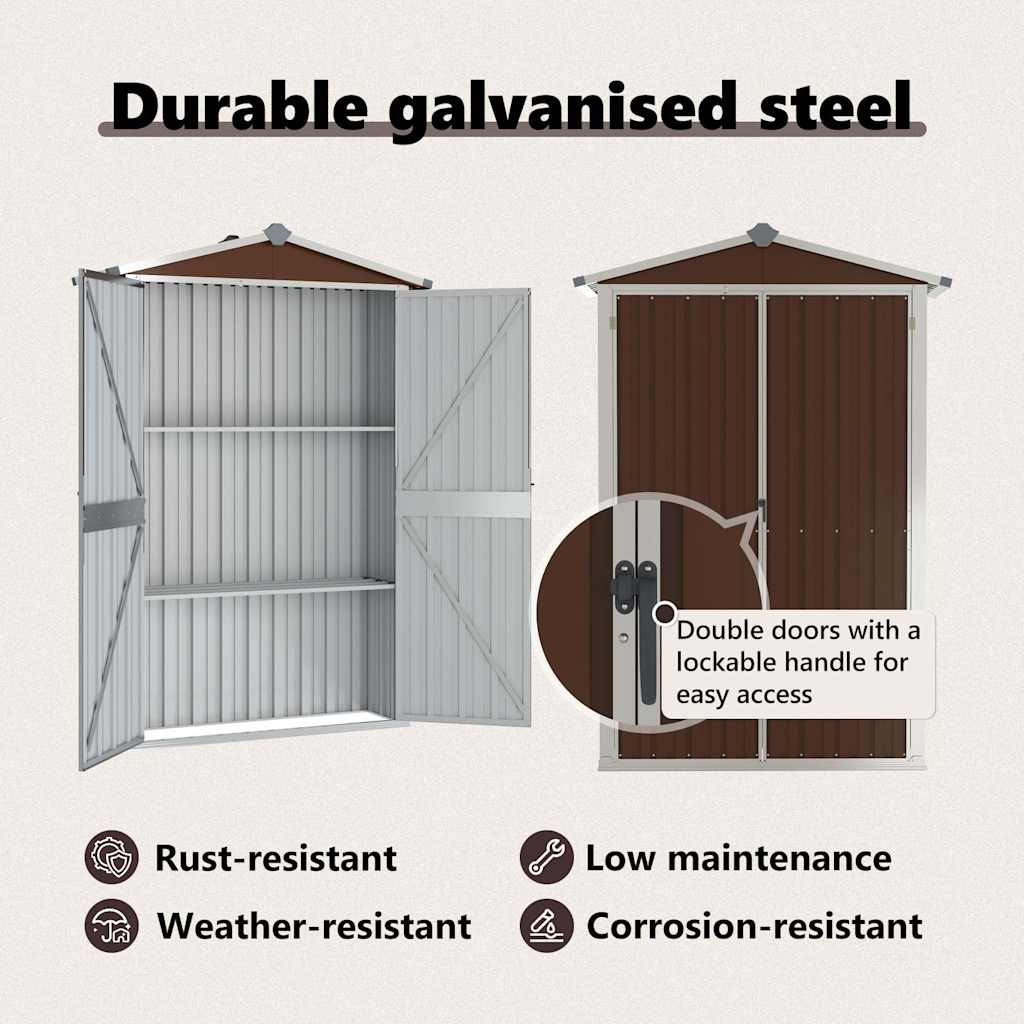 Garden Shed 116X45X175 Cm Galvanised Steel