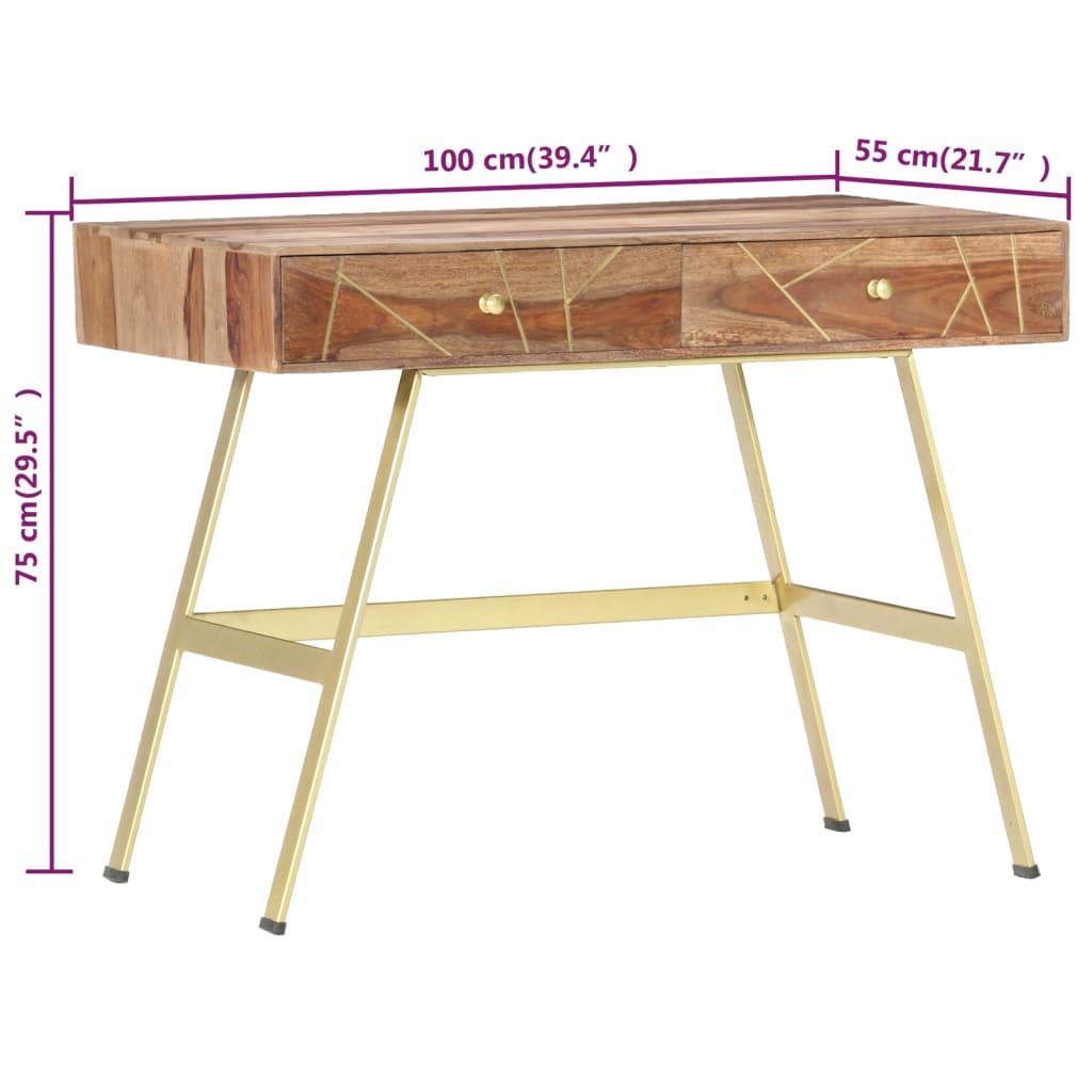 Writing Desk With Drawers 100X55X75 Cm Solid Acacia Wood