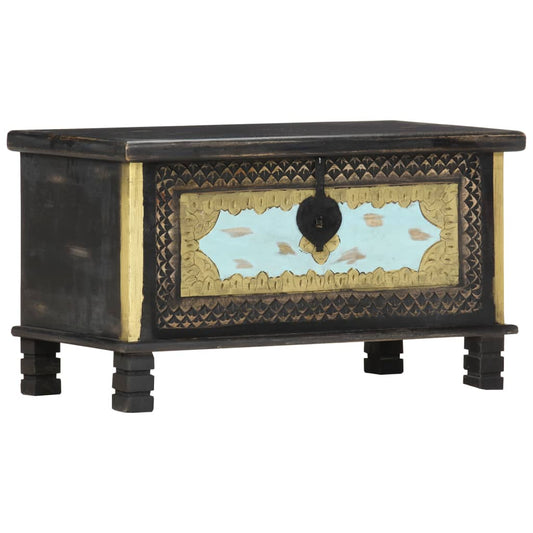 Storage Chest Black 80X40X45 Cm Solid Mango Wood
