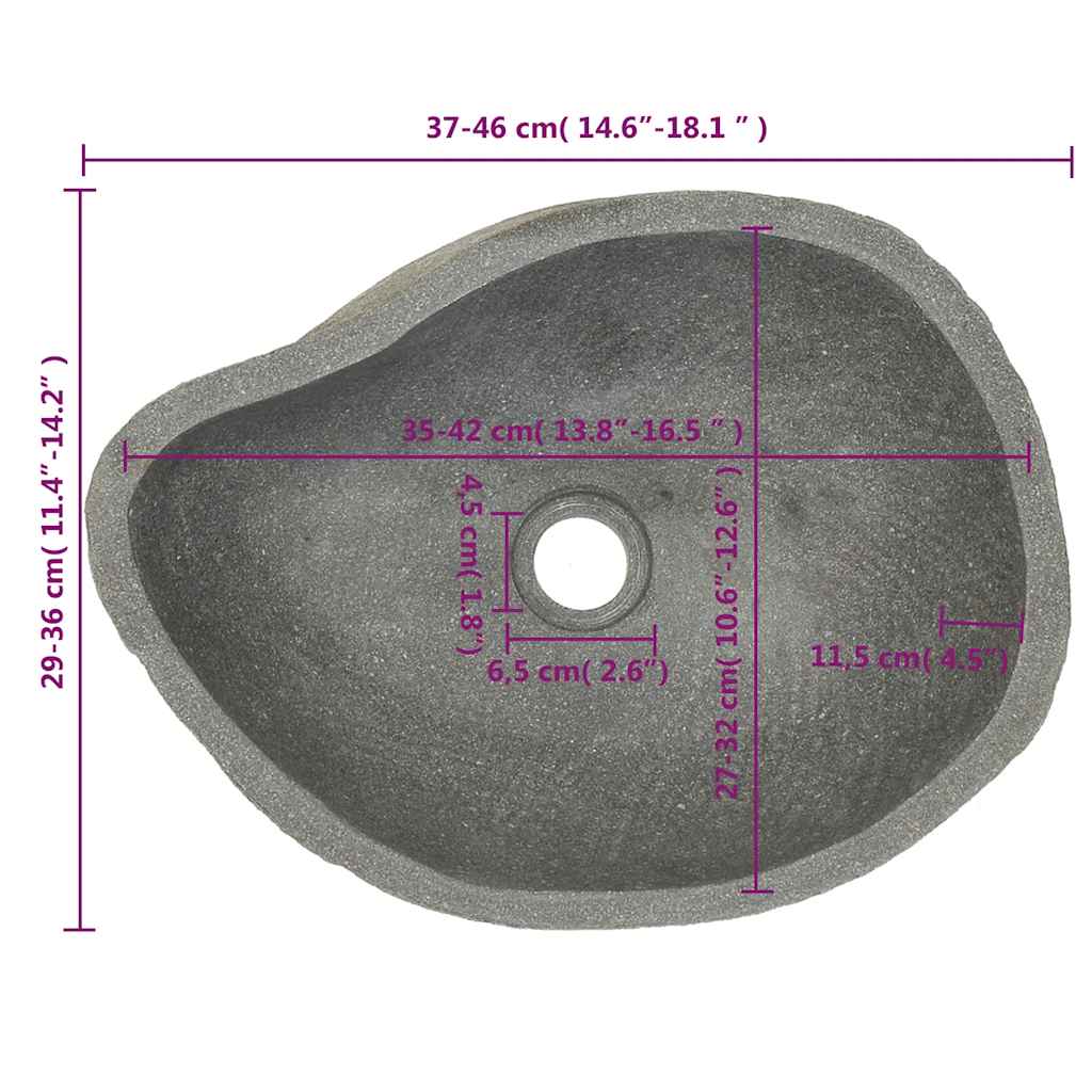 Basin River Stone Oval (37-46)X(29-36) Cm