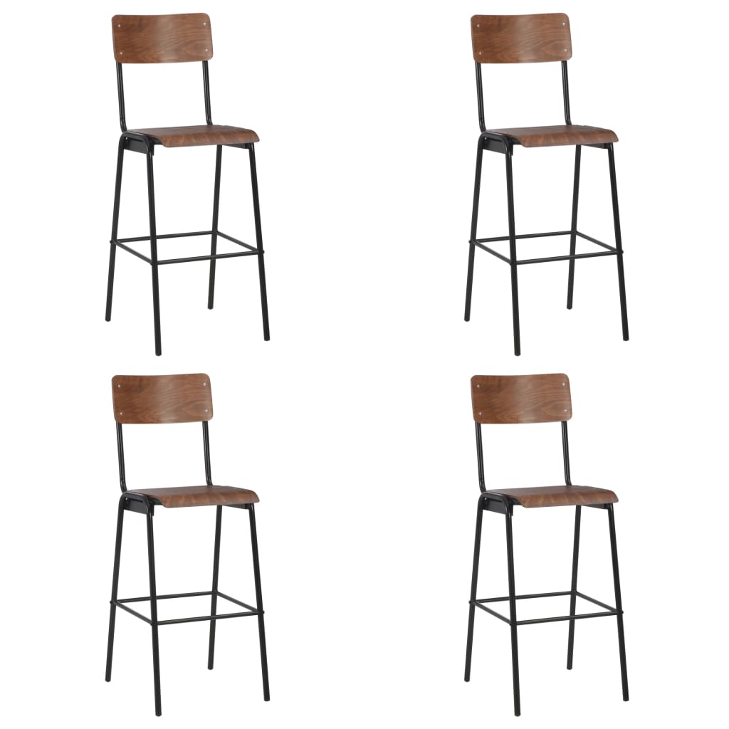 Bar Chairs 6 Pcs Solid Plywood Steel