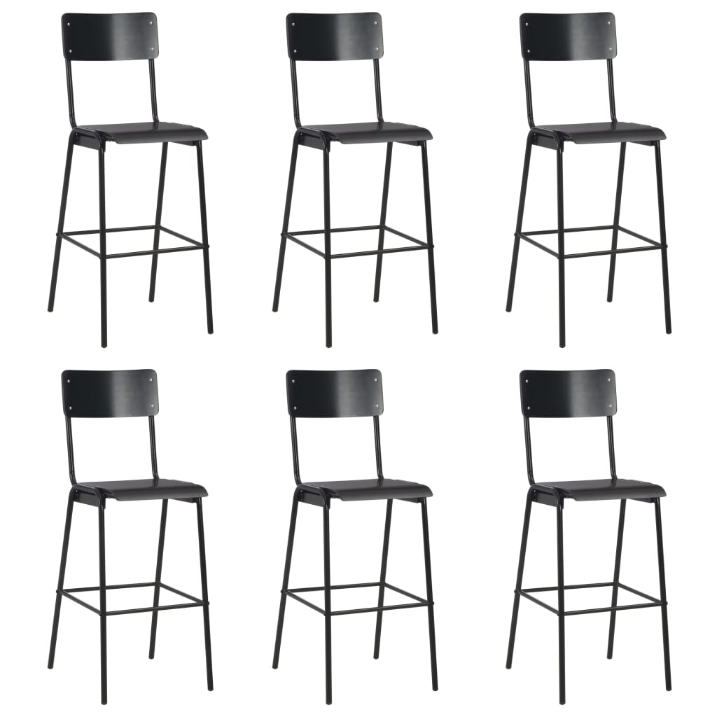 Bar Chairs 6 Pcs Solid Plywood Steel