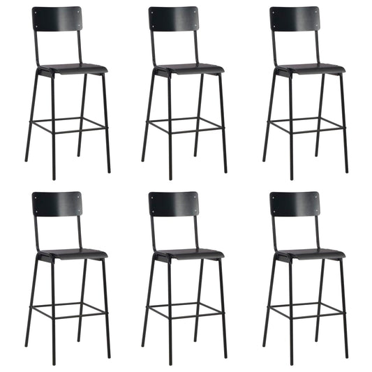 Bar Chairs 6 Pcs Solid Plywood Steel