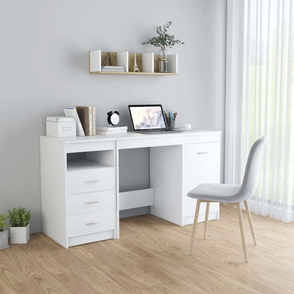 Desk With Cabinet Engineered Wood