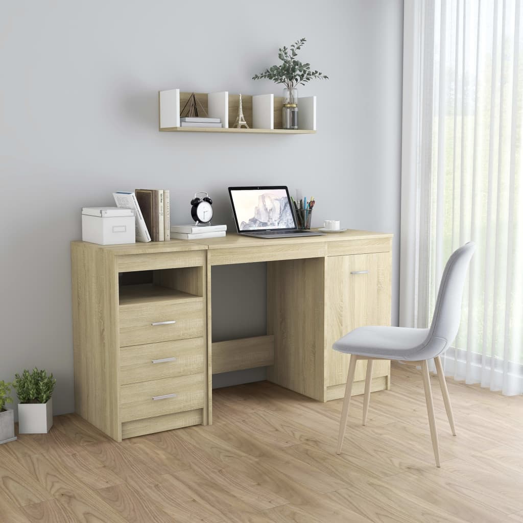 Desk With Cabinet Engineered Wood