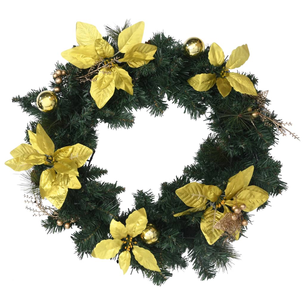 Christmas Wreath With Led Lights Green 60 Cm Pvc