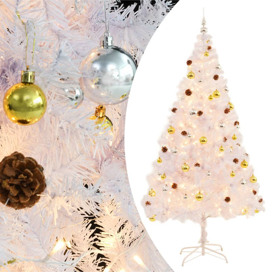 Artificial Pre-Lit Christmas Tree With Baubles 210 Cm