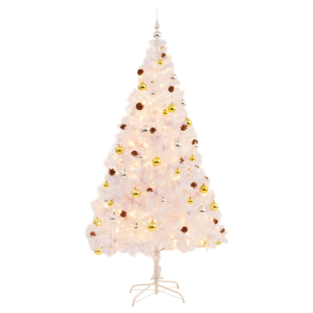 Artificial Pre-Lit Christmas Tree With Baubles 210 Cm