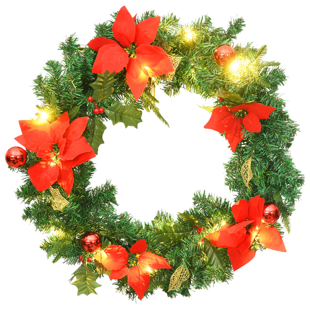 Christmas Wreath With Led Lights Green 60 Cm Pvc