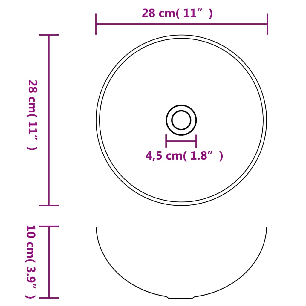 Bathroom Sink Ceramic Round