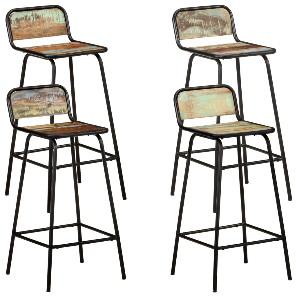 Bar Stools 4 Pcs Solid Wood Reclaimed