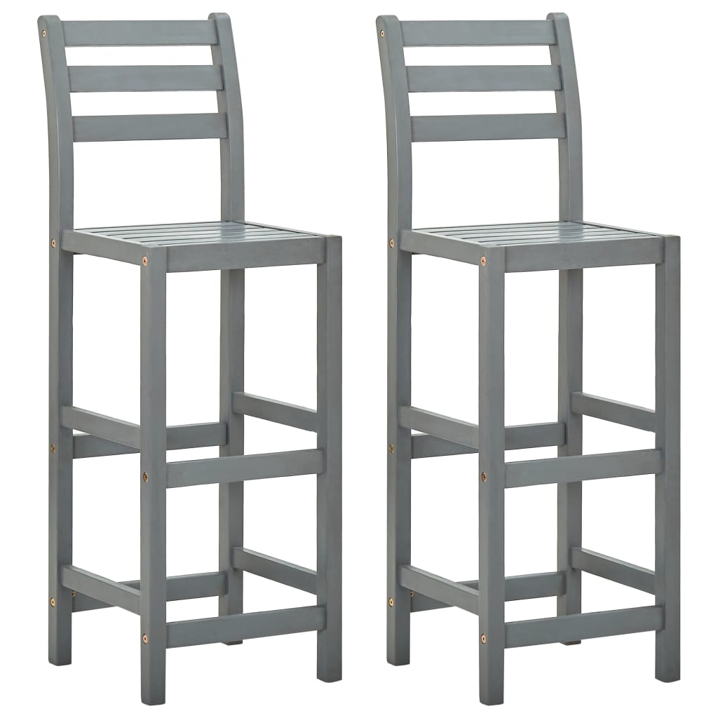 Bar Chairs 2 Pcs Solid Acacia Wood