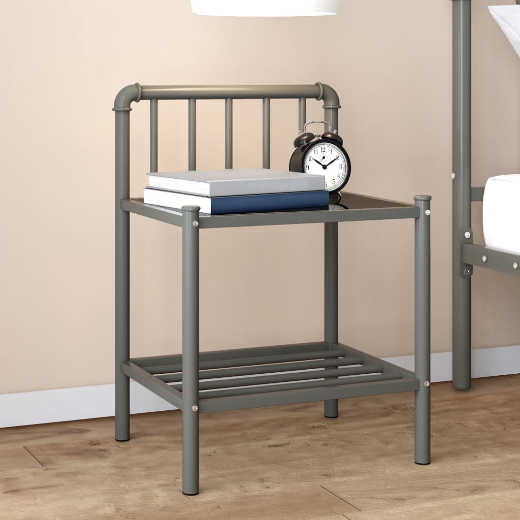 Bedside Cabinets 2 Pcs Metal And Glass