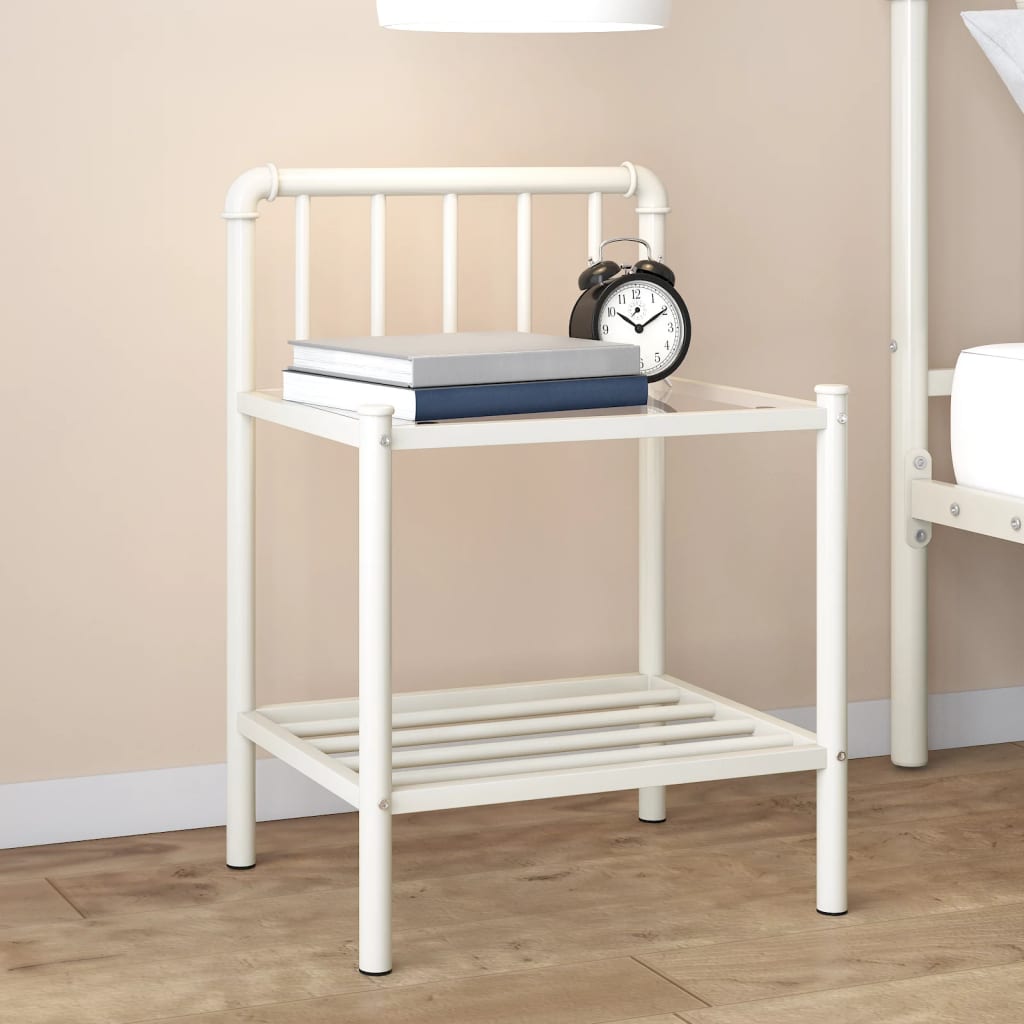 Bedside Cabinets 2 Pcs Metal And Glass