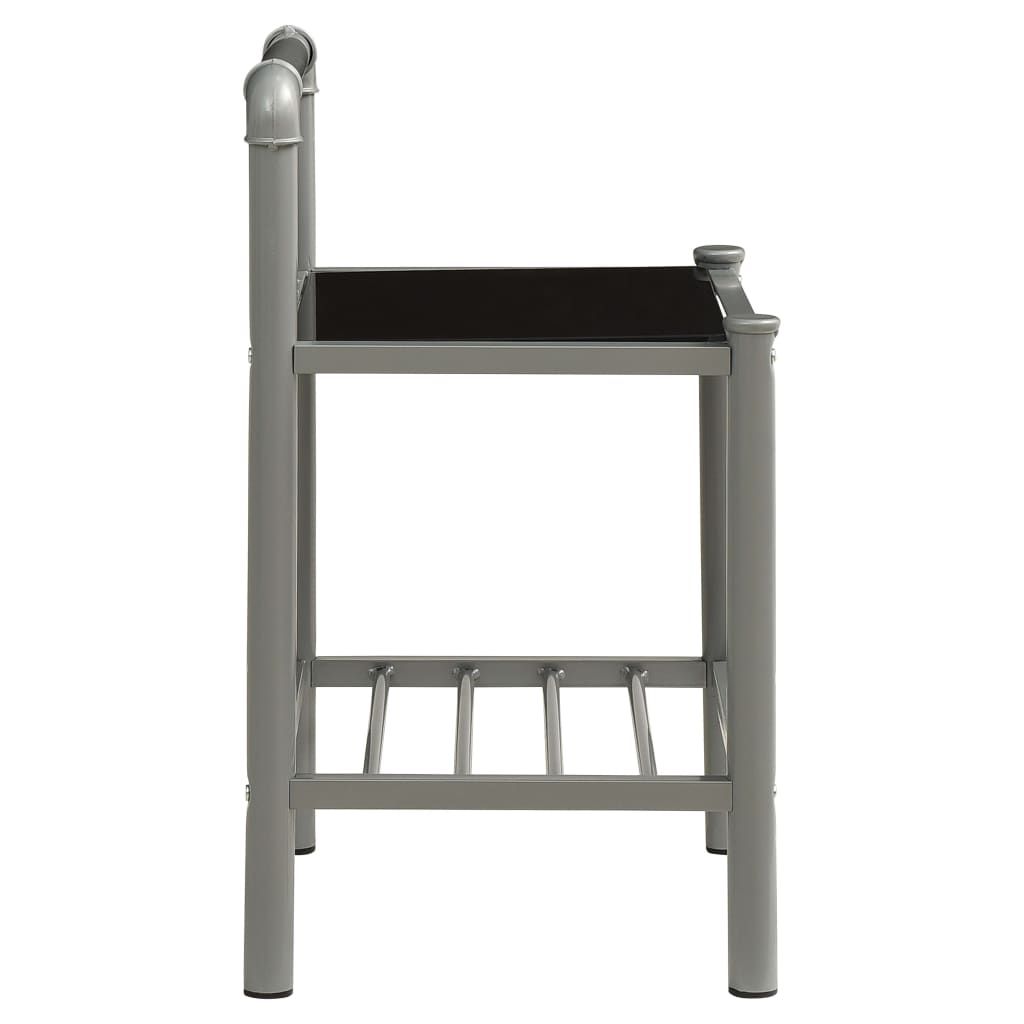 Bedside Cabinets 2 Pcs Metal And Glass