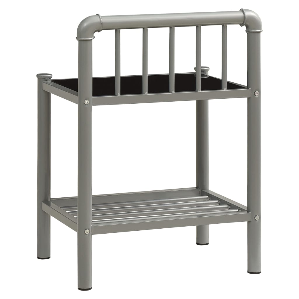 Bedside Cabinets 2 Pcs Metal And Glass